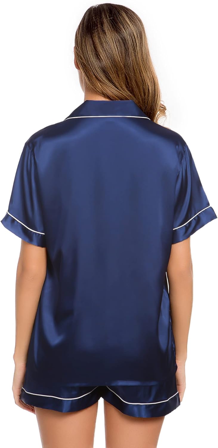 Womens Silk Satin PJ Short Two-Piece Set